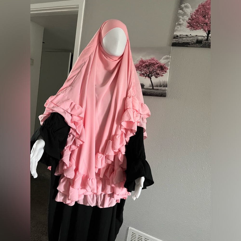 Two layers khimar with beautiful batwing sleeve Arabian dress😍niqab jilbab scarf